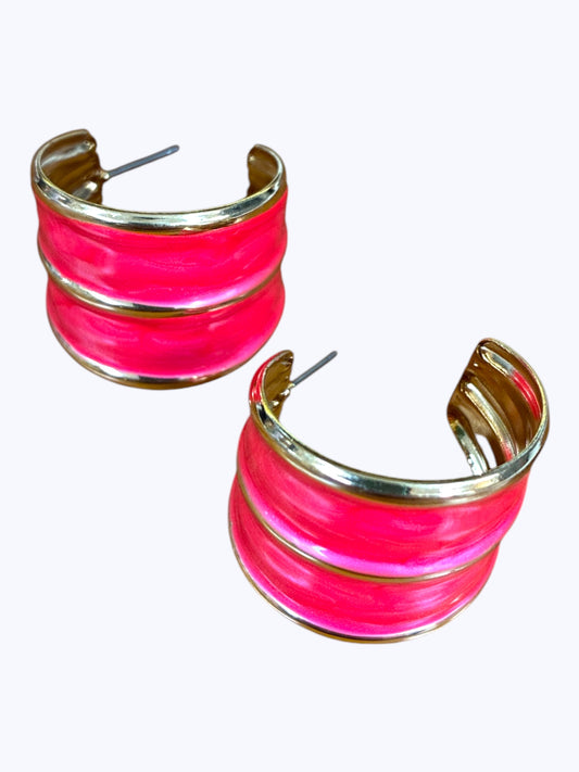 E2262 Enamel Chunky Lightweight Hoop Earrings |KE2828