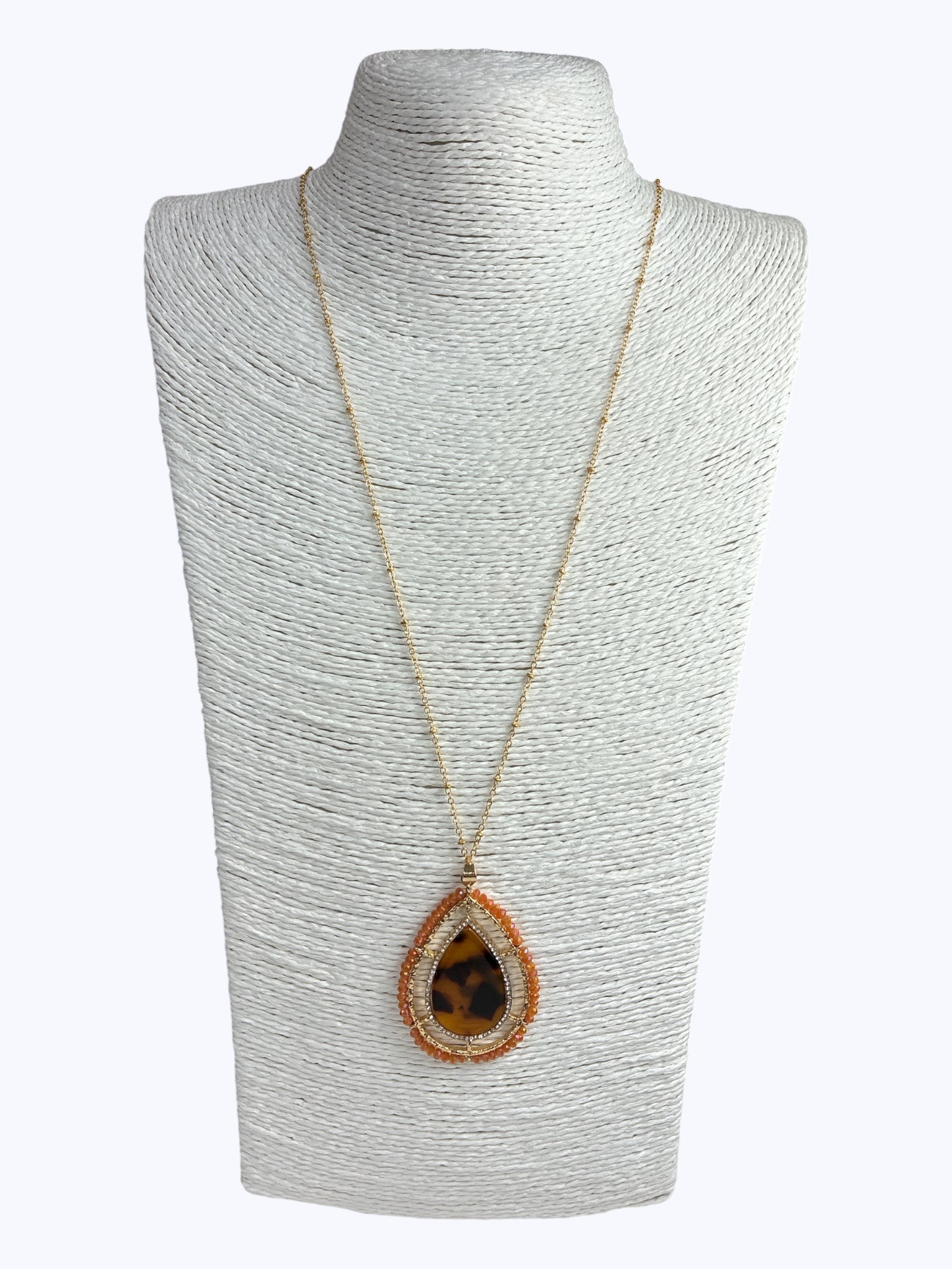 FNE8916 | Acrylic Teardrop  Long Necklace| FNE8916