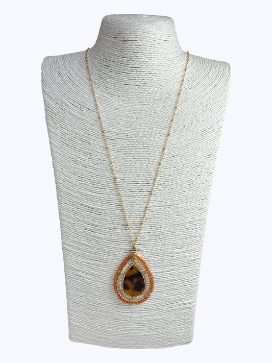 FNE8916 | Acrylic Teardrop  Long Necklace| FNE8916