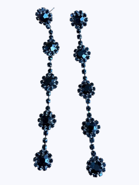 E ESE5178 Crystal flower Long Earrings