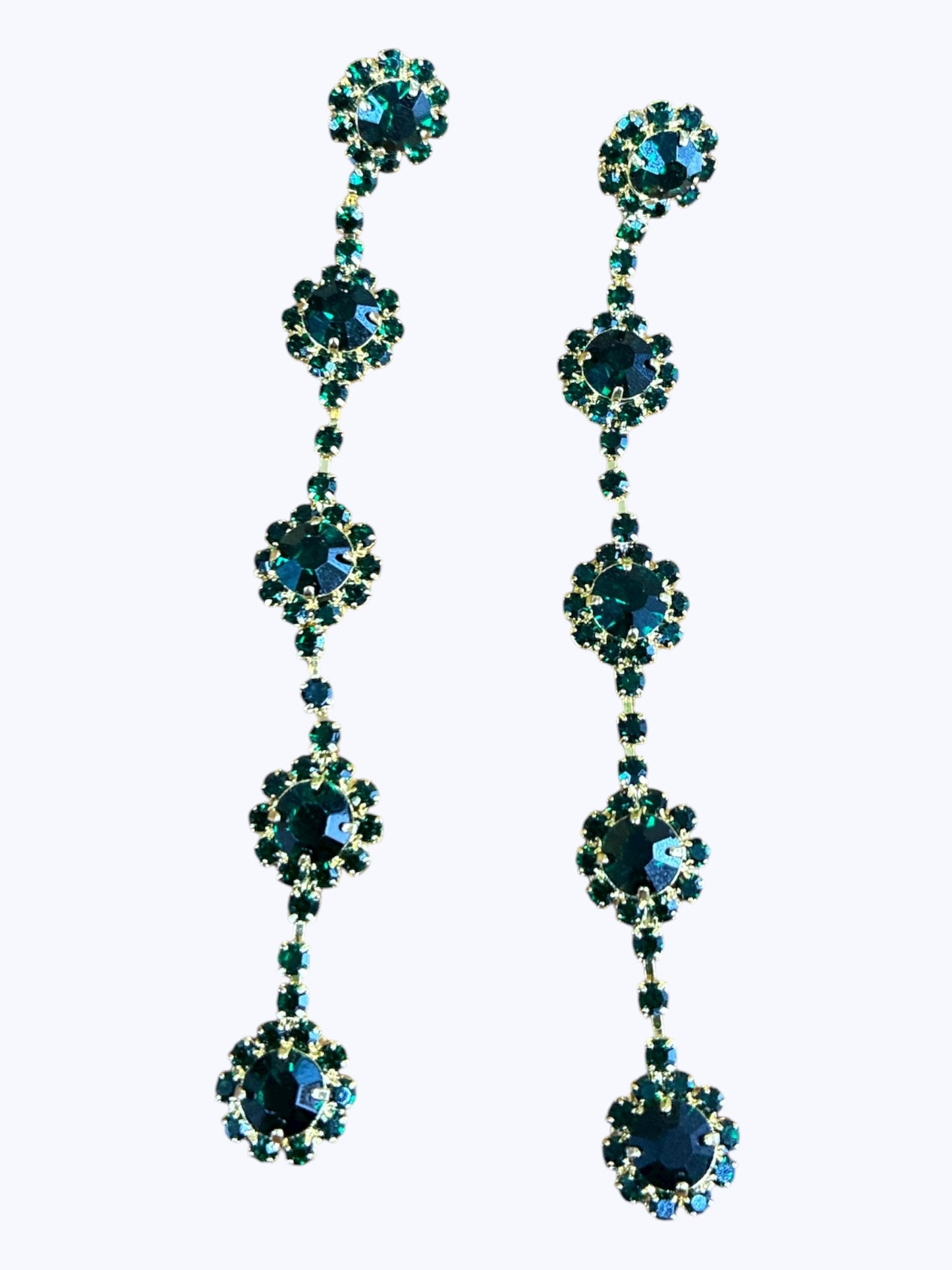 E ESE5178 Crystal flower Long Earrings