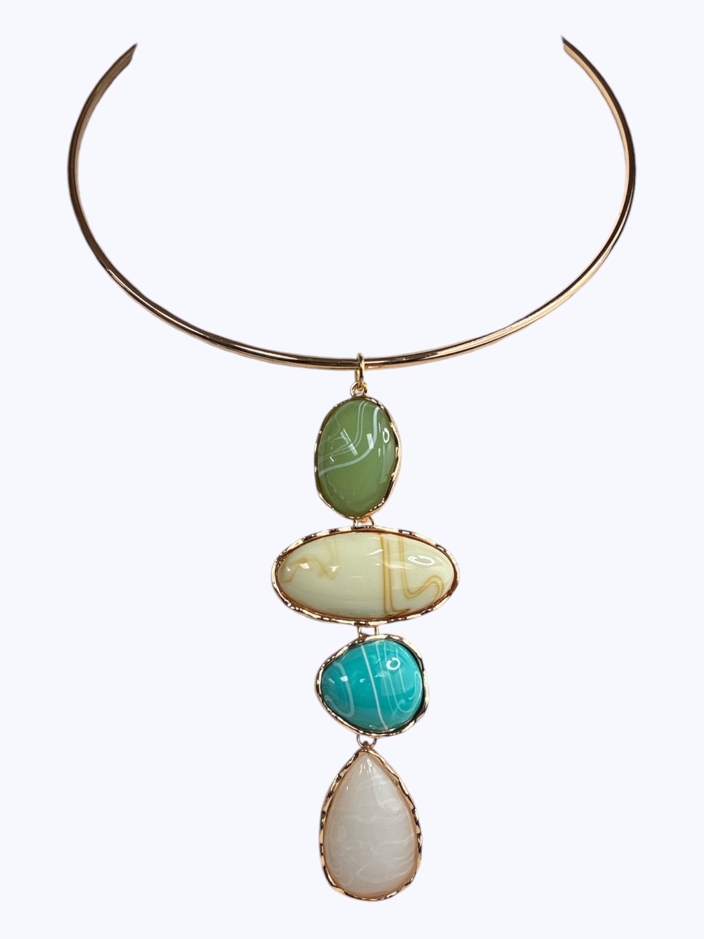 N5076 | Stacked Stone Pendant Necklace | 25N1674