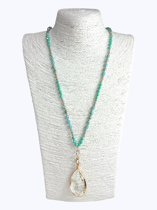Crystal Teardrop Long Necklaces