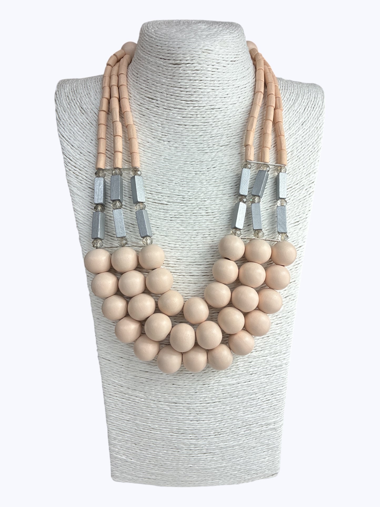 Wood Natural Gray  Layered Necklace