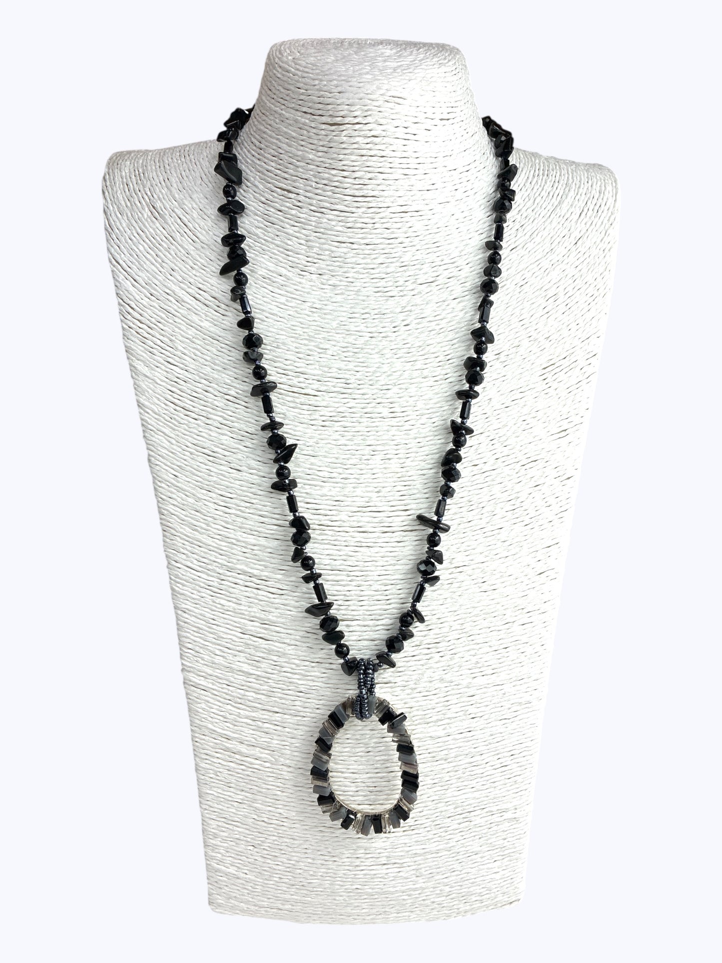 Crystal Teardrop Beaded Long Necklace