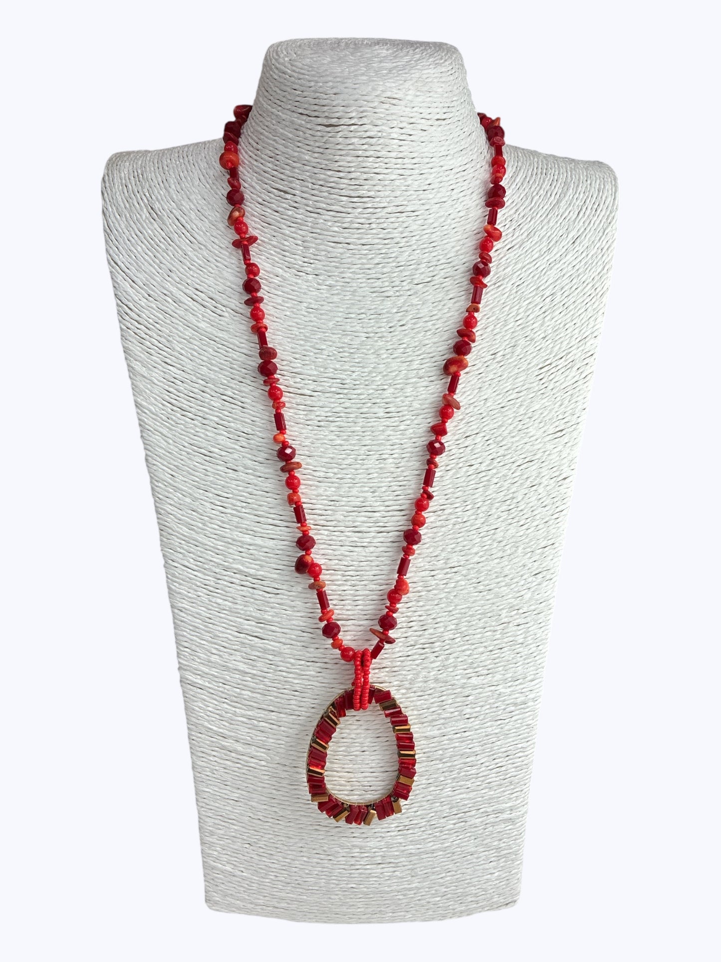 Crystal Teardrop Beaded Long Necklace