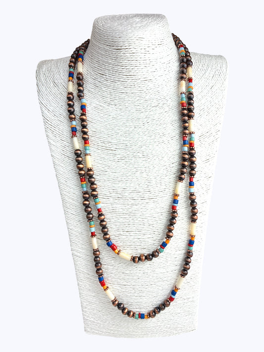 Double Multicolor Beaded Necklace