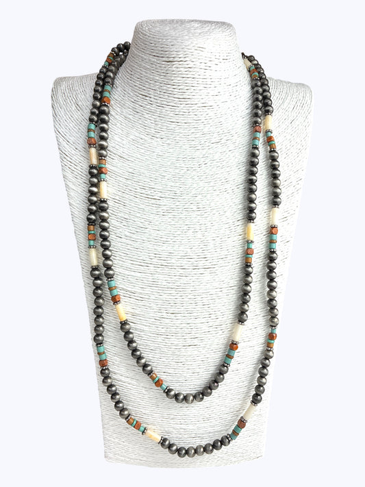Long Beaded Multi Color Necklace
