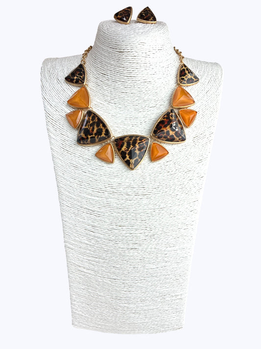 Leopard and Orange Necklace Set