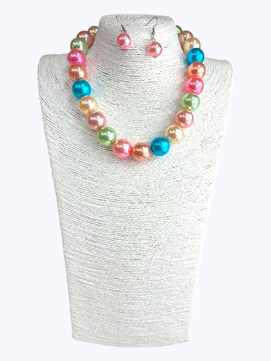 Multi Color Pearl Necklace Set