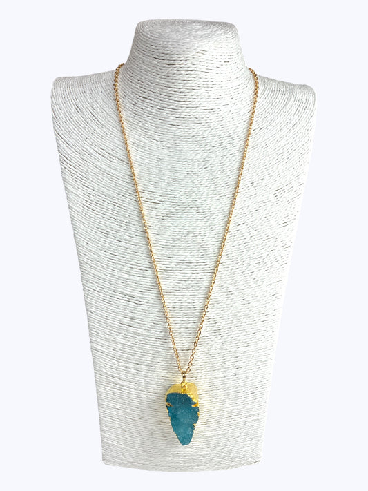 Druzy Stone Long Chain Necklace