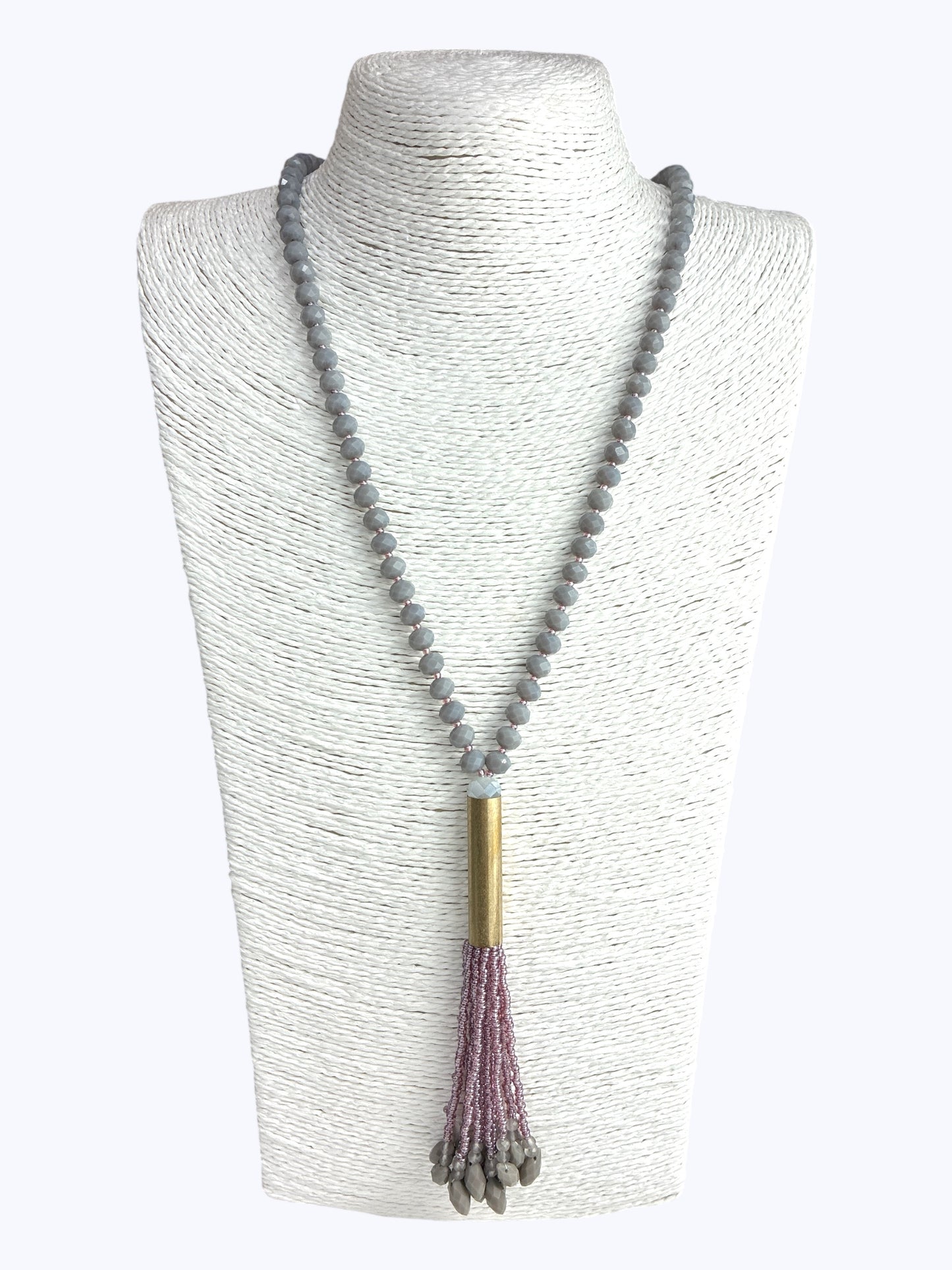 Gray Crystal  Long Necklace