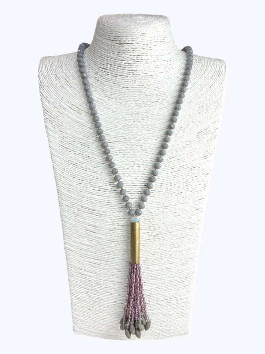 Gray Crystal  Long Necklace