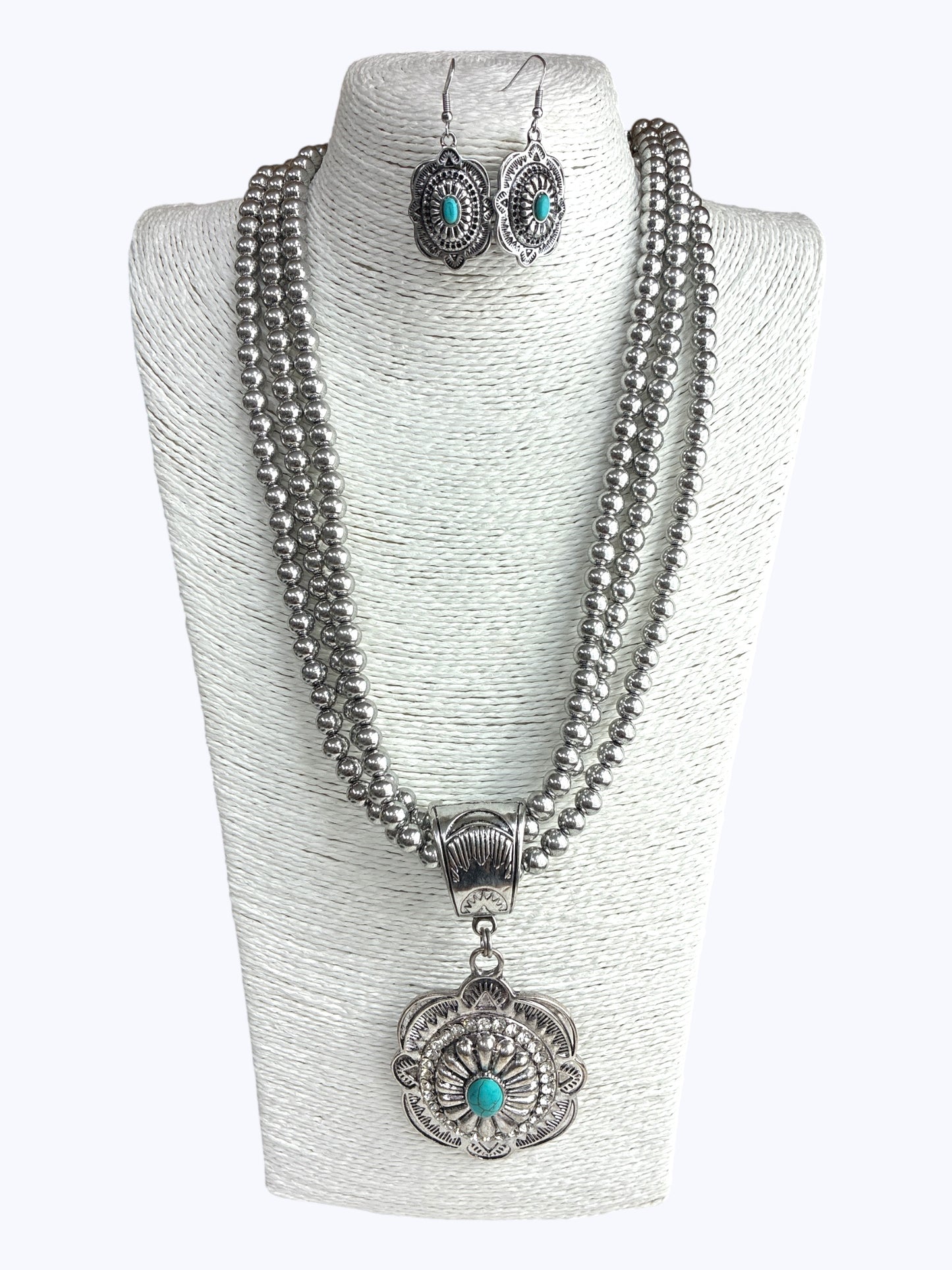 Beaded Ball Layered Necklace Set