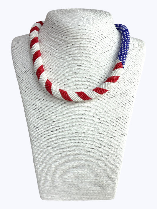 American Flag Beaded Short Necklace