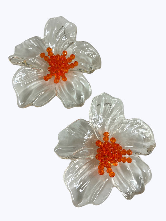 E2288 | Oversized Clear Flower  Earrings | KE2869