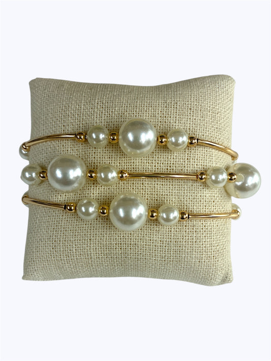 B0419 | Layered Pearl Bead Bracelet | TB9536