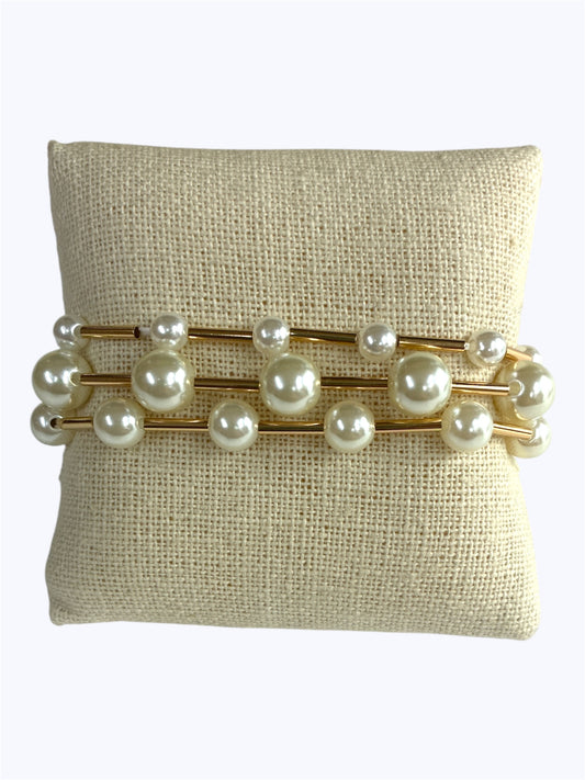 B0421 | Pearl Bead Stretch Bracelet Set | TB9722