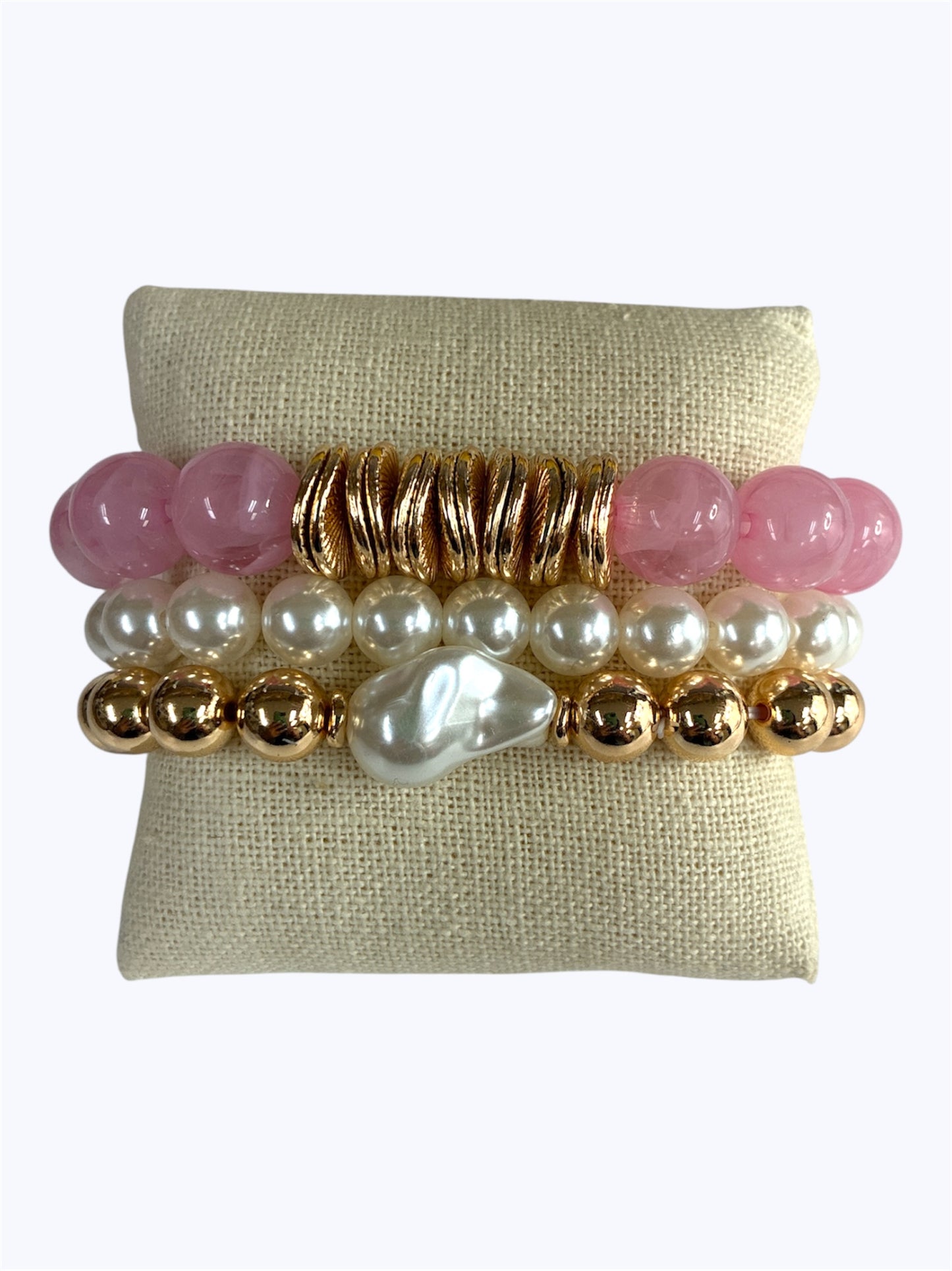 B0423 | Pearl Accent Beaded Bracelet Set | TB9807