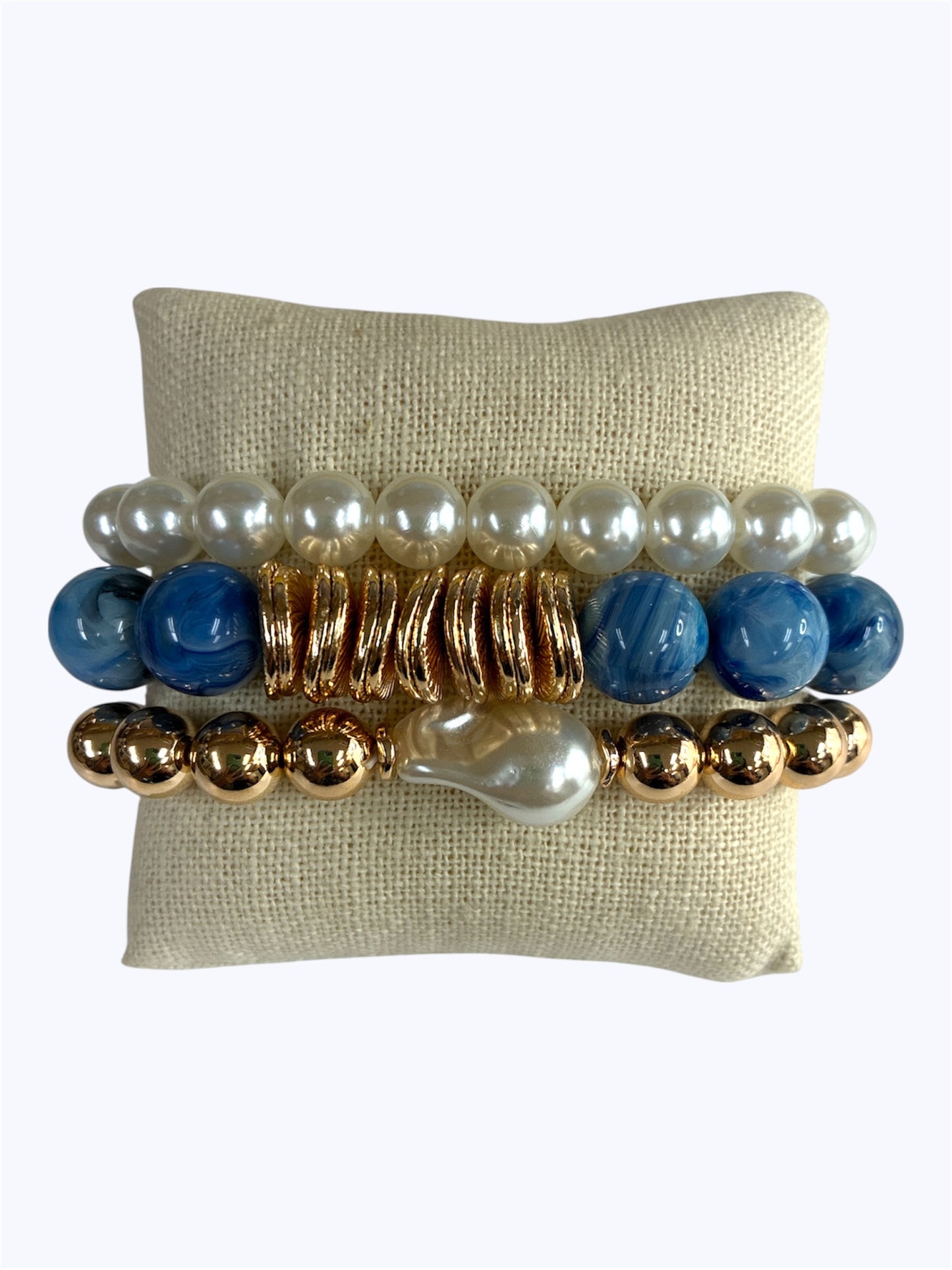 B0423 | Pearl Accent Beaded Bracelet Set | TB9807