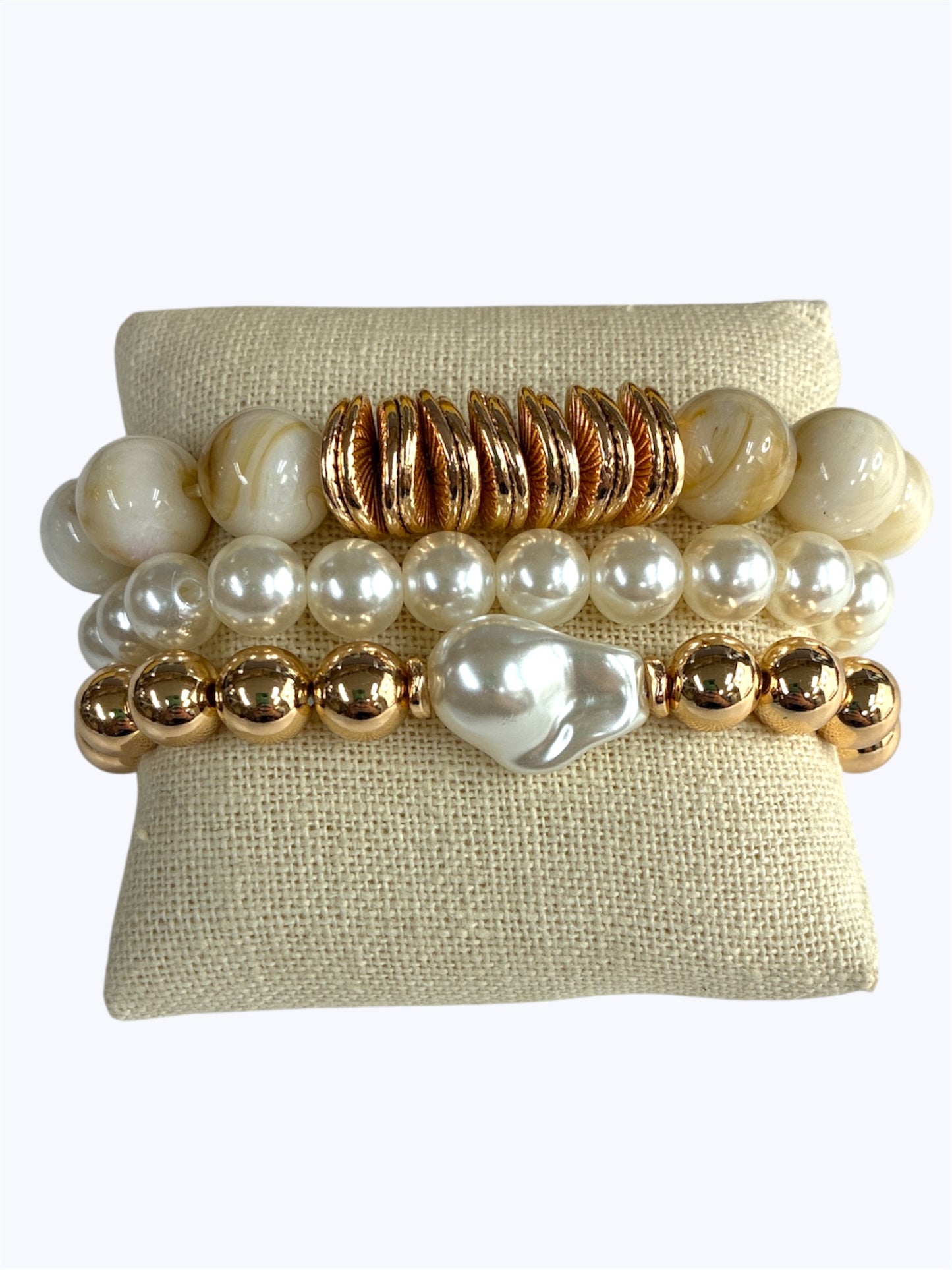 B0423 | Pearl Accent Beaded Bracelet Set | TB9807