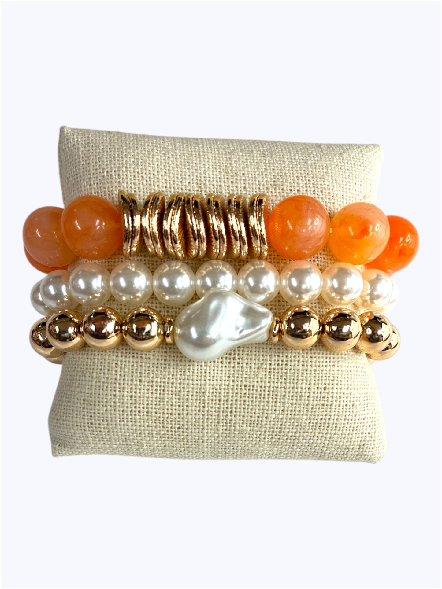 B0423 | Pearl Accent Beaded Bracelet Set | TB9807
