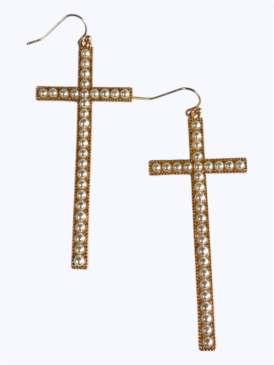 E2263 | Cross Pearl Earrings | VE4572