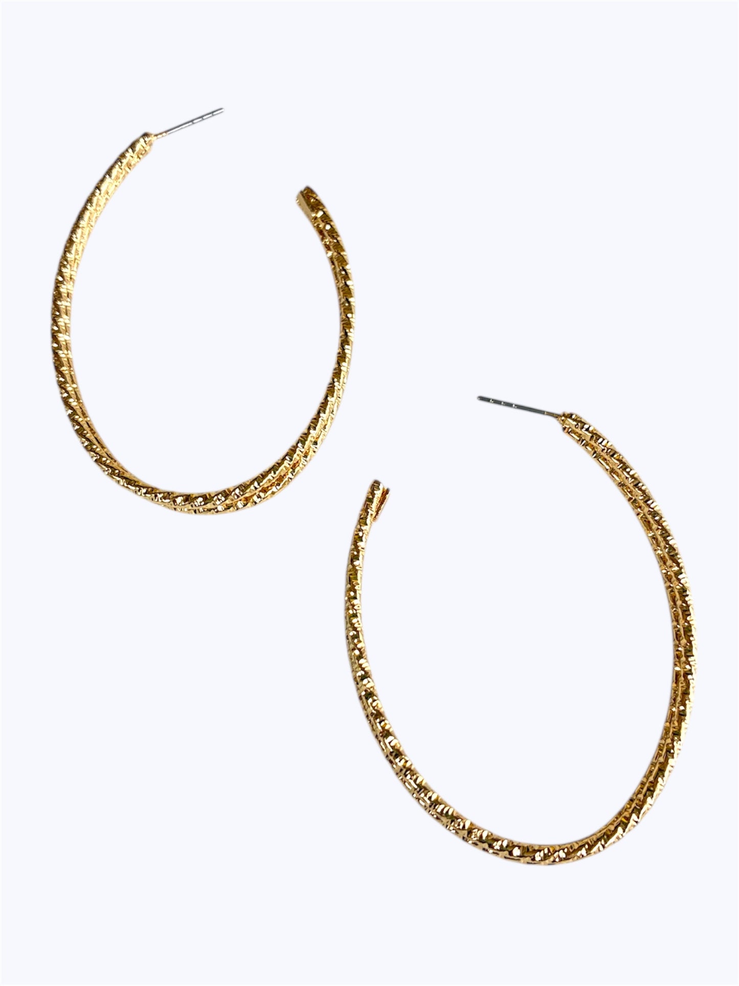 E2266 | Textured Oval Hoop Earrings | VE4746