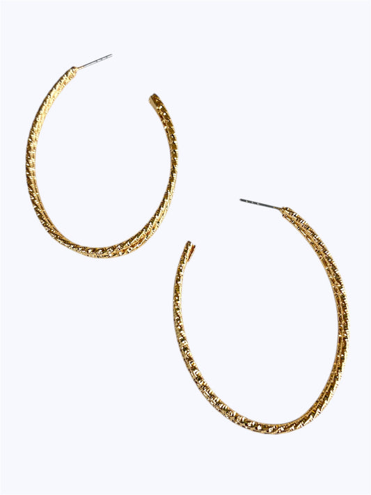 E2266 | Textured Oval Hoop Earrings | VE4746