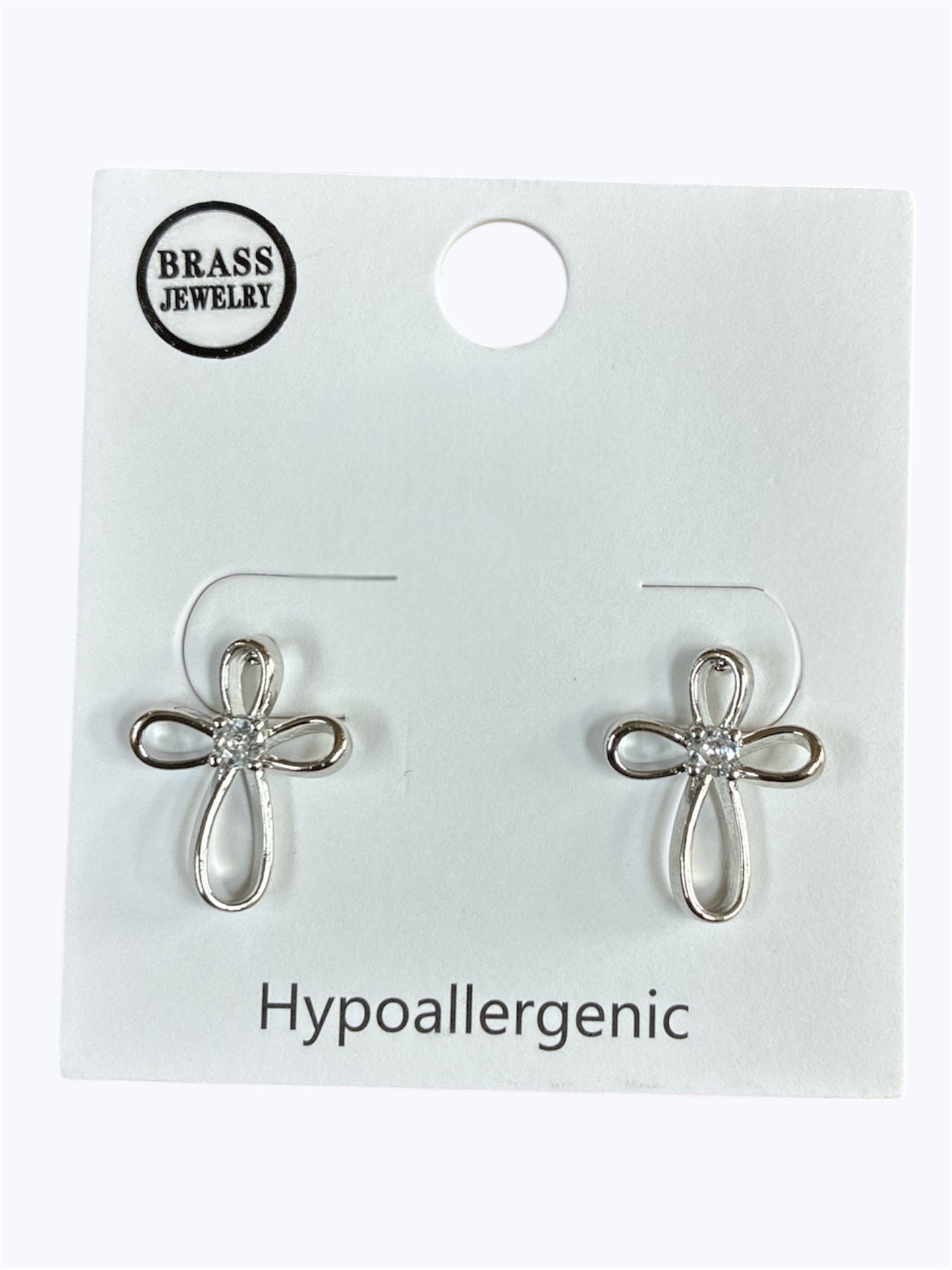 E2285 | Open Frame Cross Small Stud Earrings | TE12085