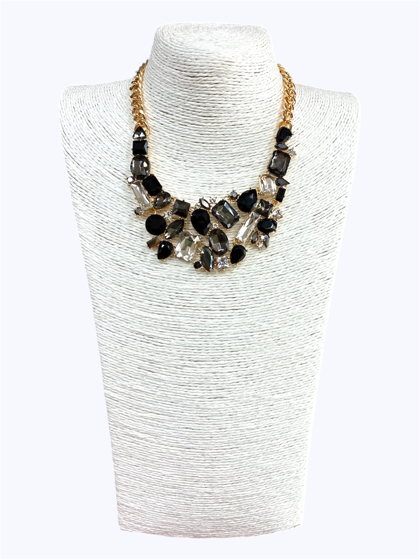 Black and White Crystal Stone Necklace