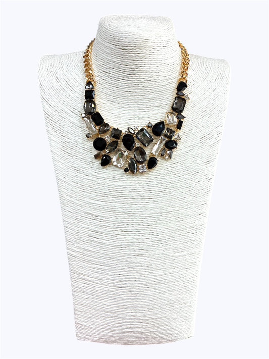 Black and White Crystal Stone Necklace
