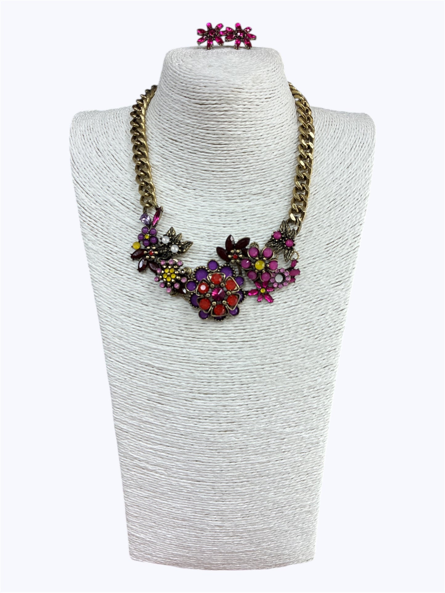 Purple Multi Crystal Stone Necklace Set