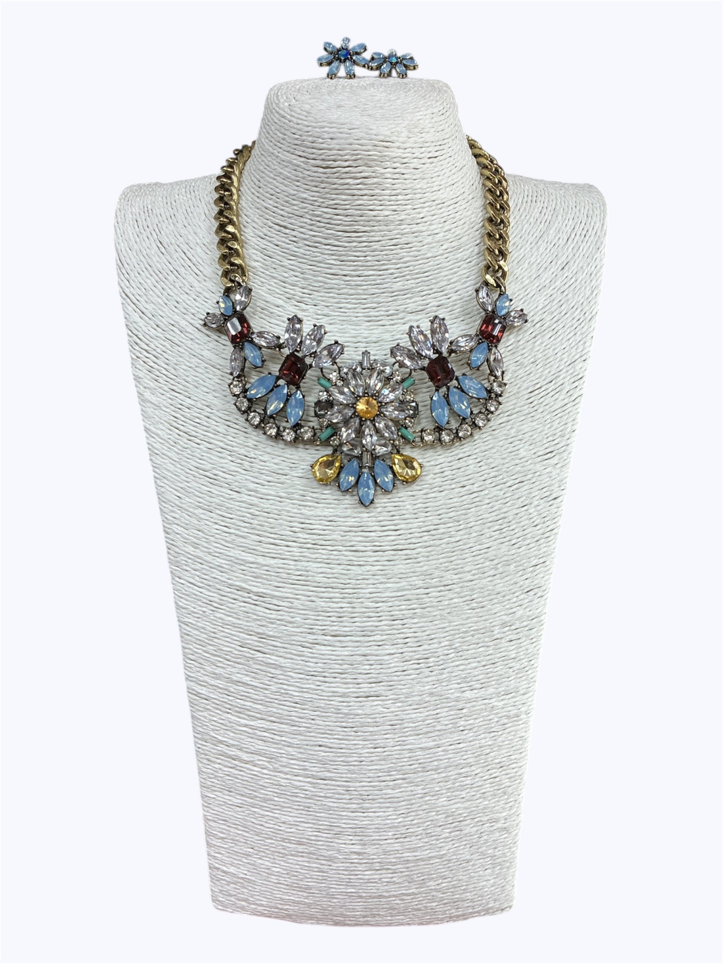 Multi Crystal Stone Necklace Set