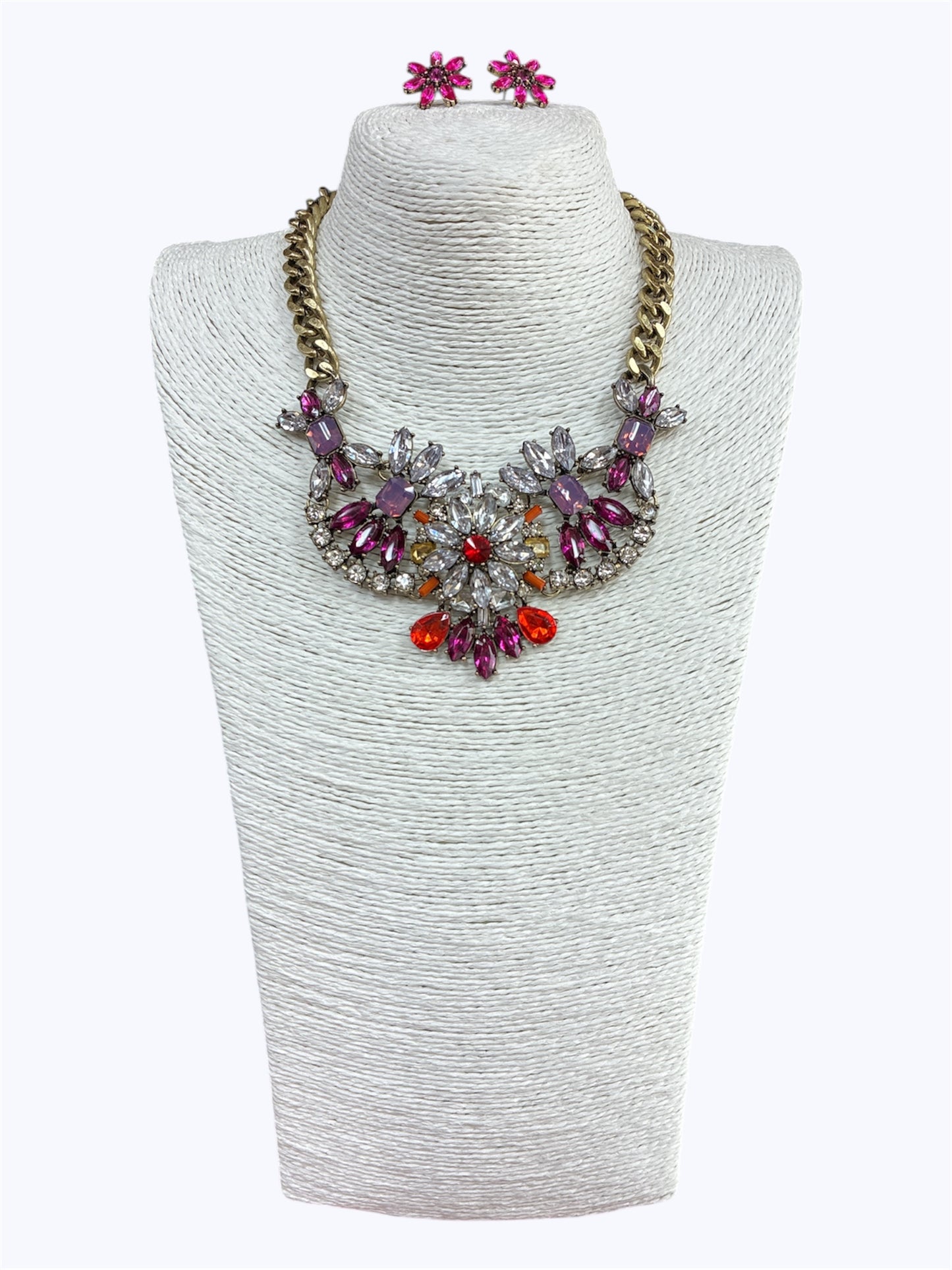 Multi Crystal Stone Necklace Set
