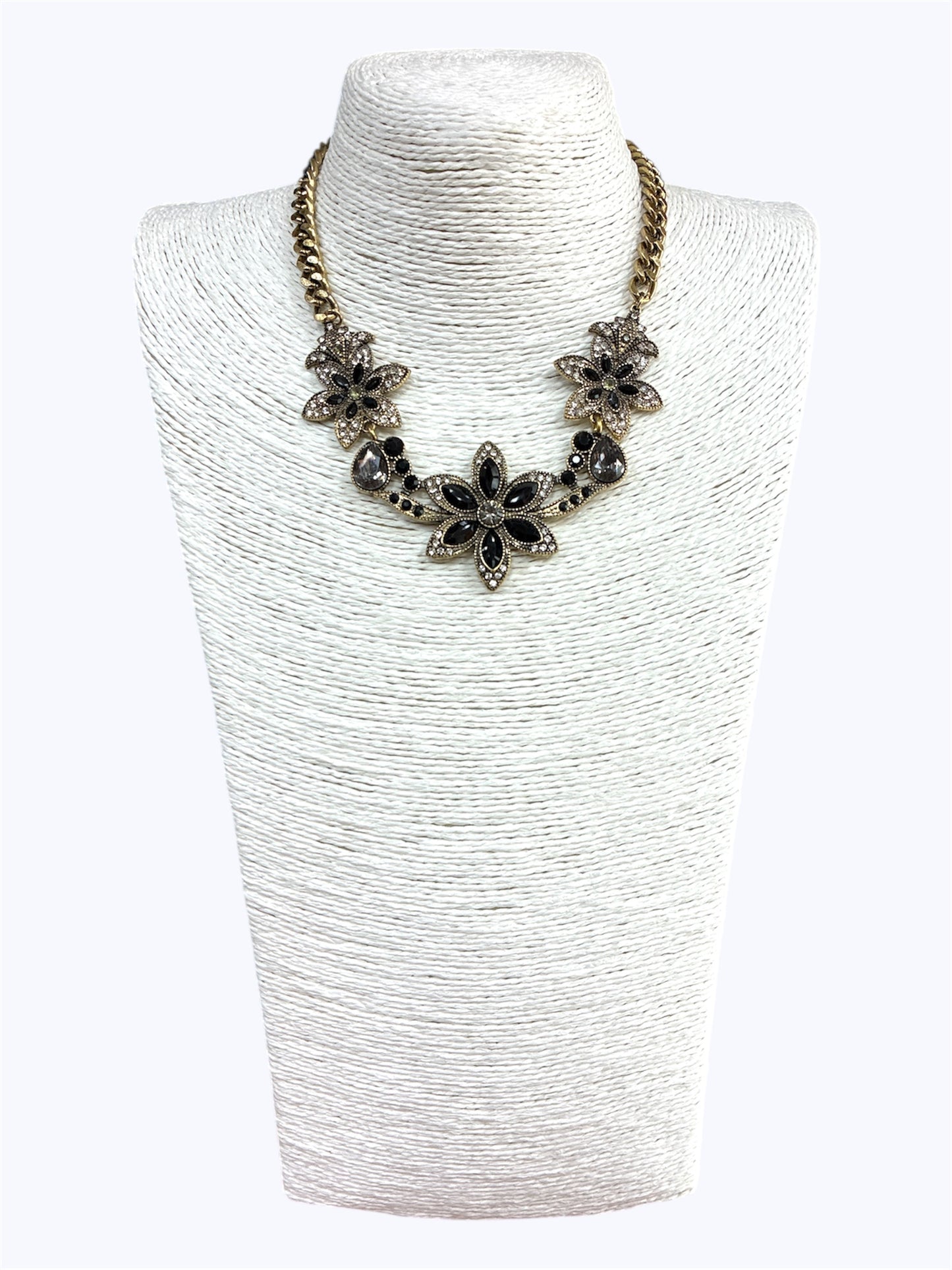 Antique Crystal Stone Flower Necklace