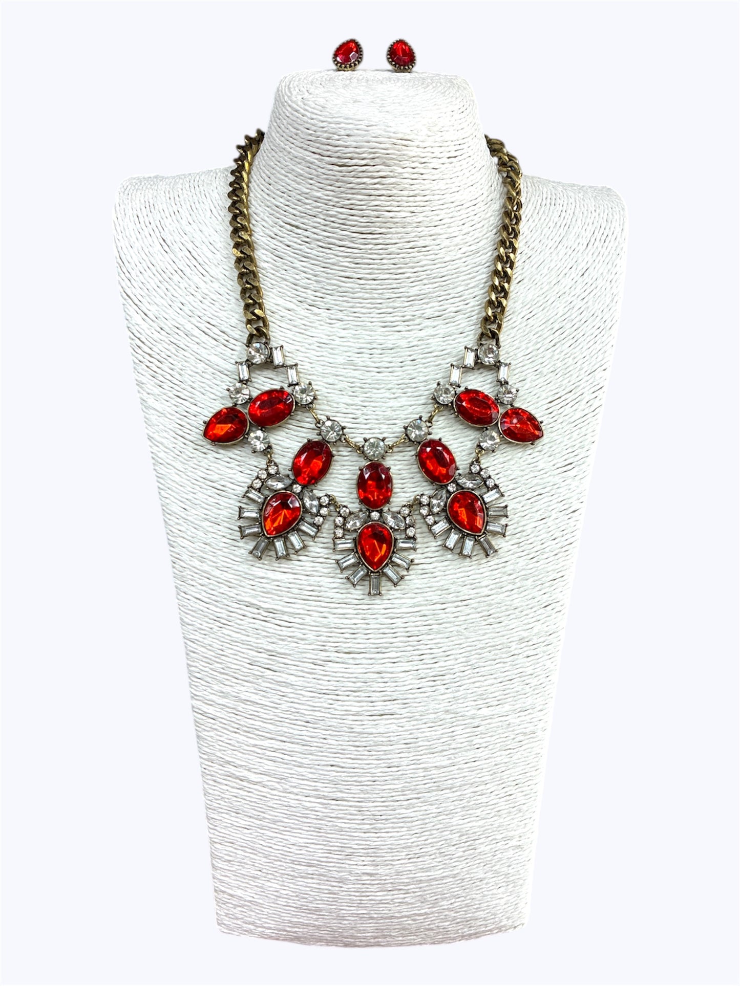 Antique Crystal Stone Necklace Set