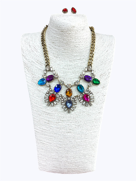 Antique Crystal Stone Necklace Set