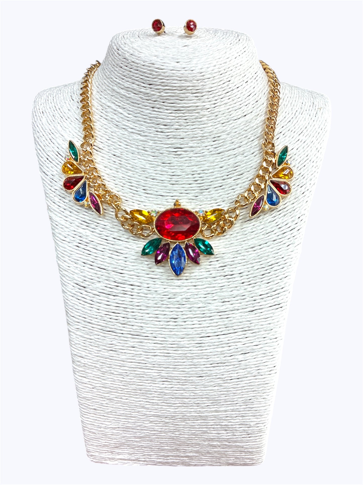 Crystal Stone Statement Necklace Set