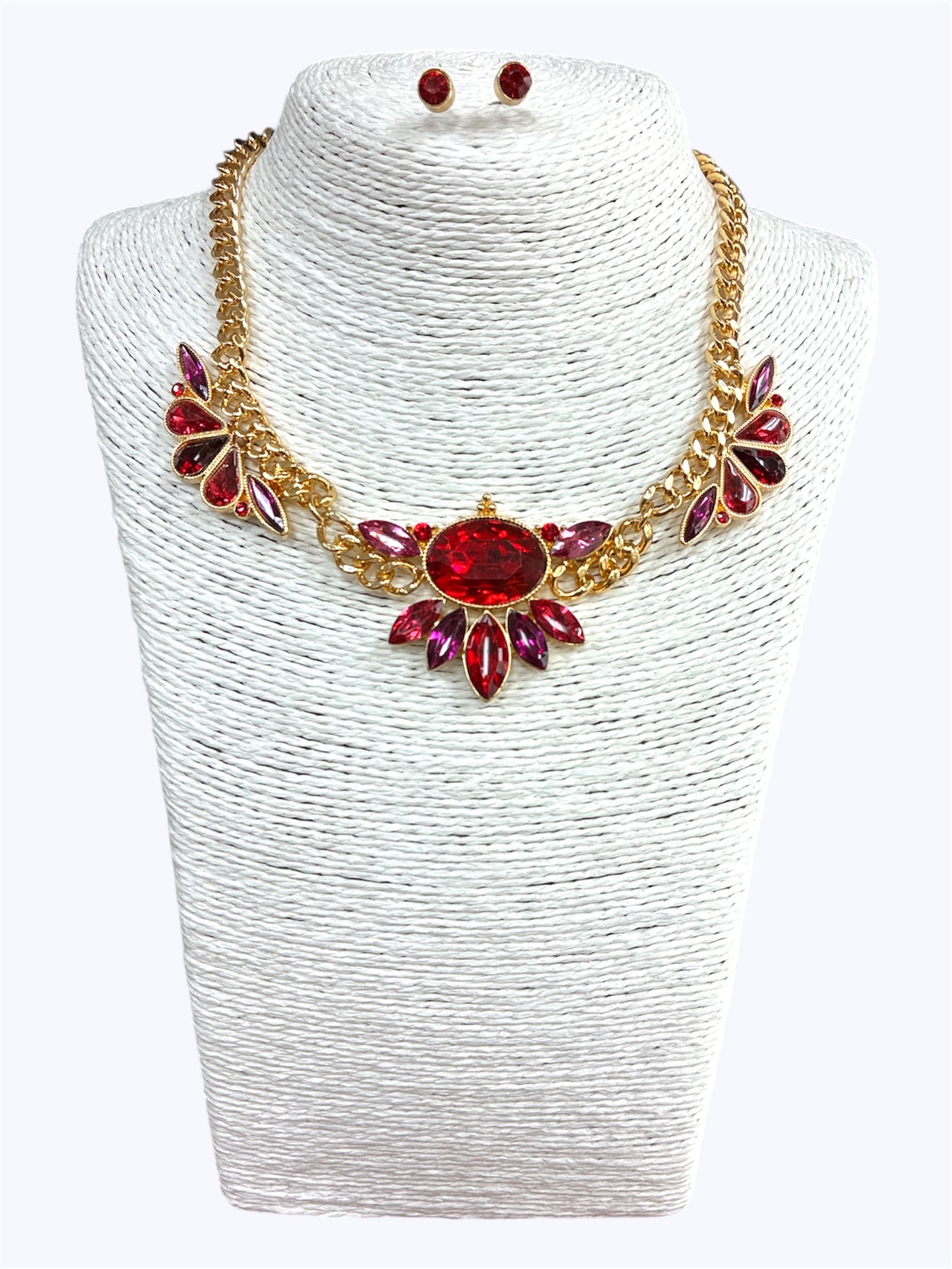 Crystal Stone Statement Necklace Set