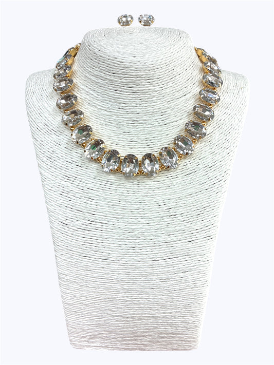 Gold Crystal Stone Necklace Set