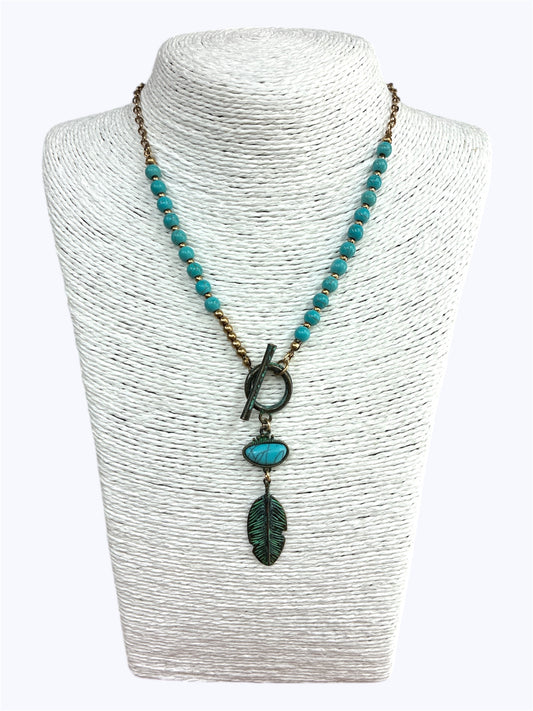 Turquoise Leaf Antique Necklace