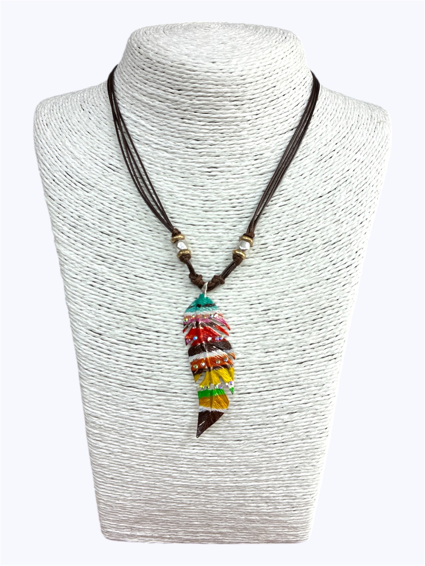 N0539| Multi Feather Pendant Necklace |QNE14810