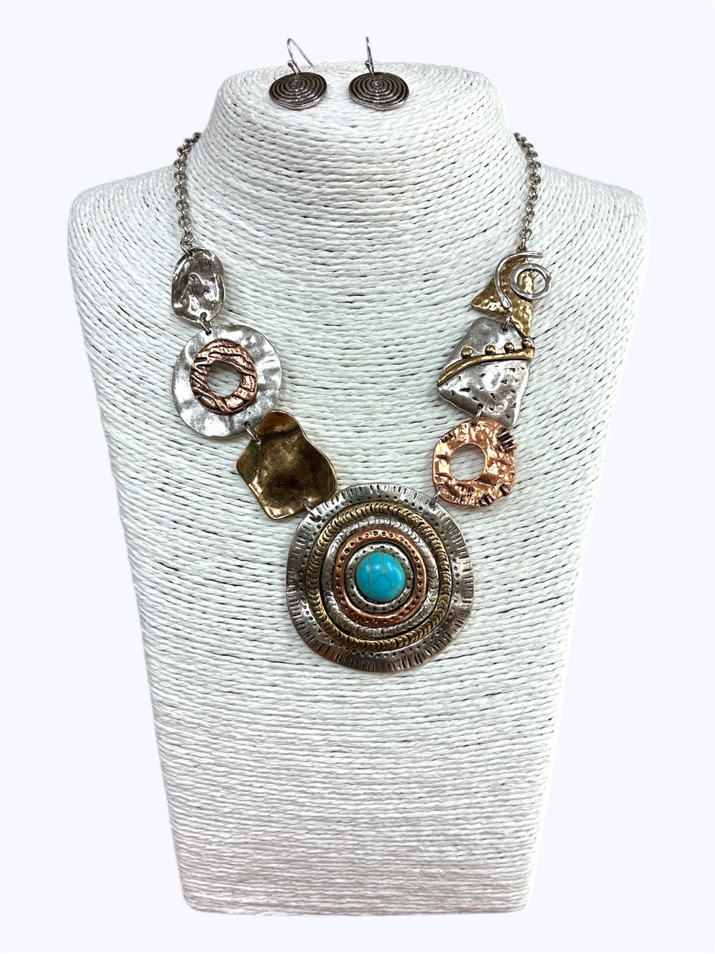 Antique Silver Rose Gold Necklace Set