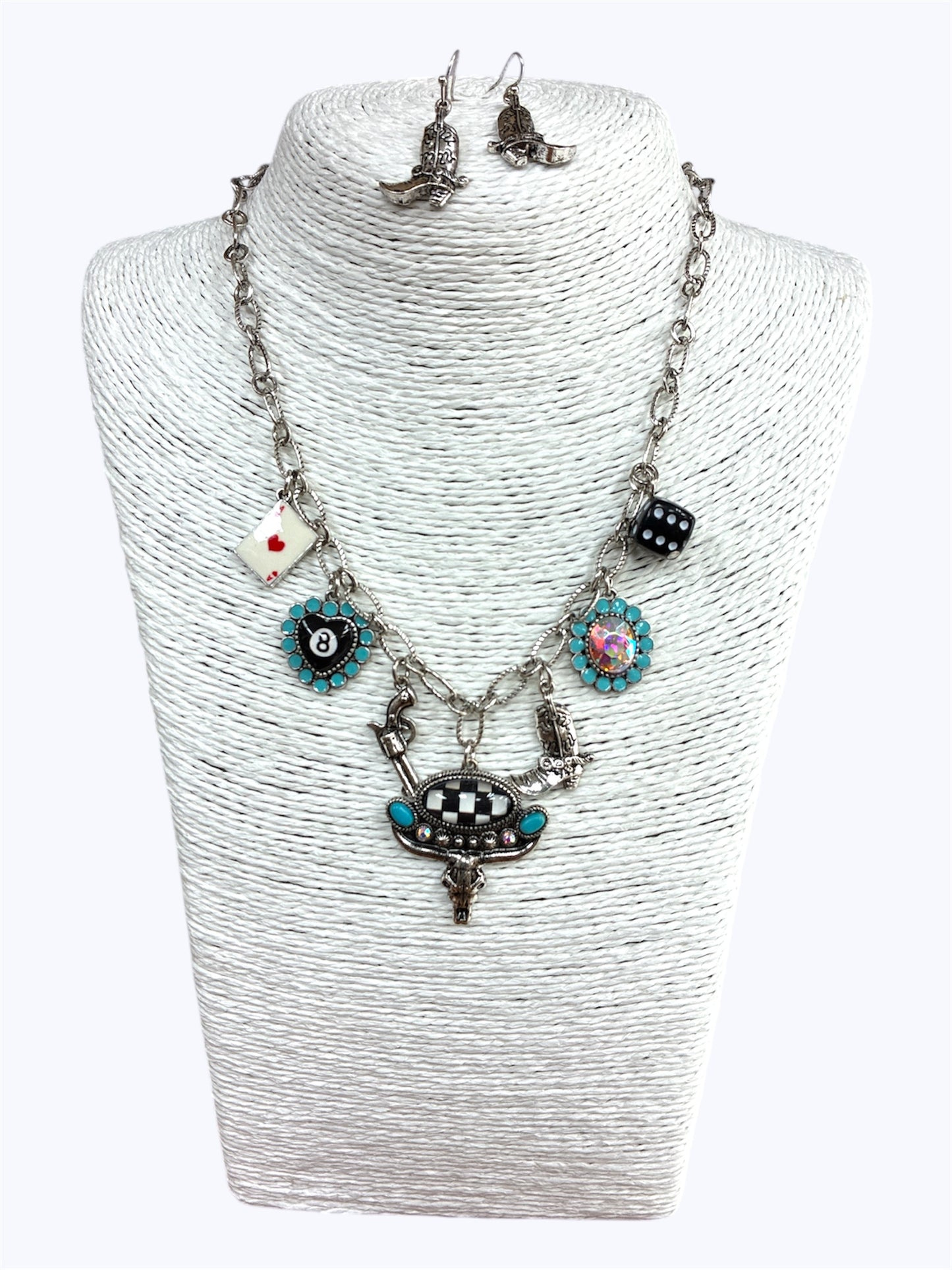N0192|Bull Skull Charms Necklace Set |AS7654