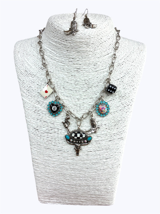N0192|Bull Skull Charms Necklace Set |AS7654