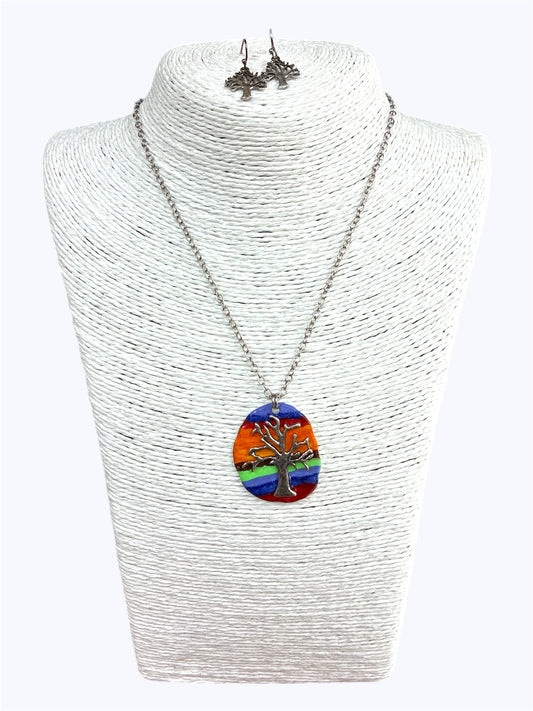Multi color tree Necklace Set