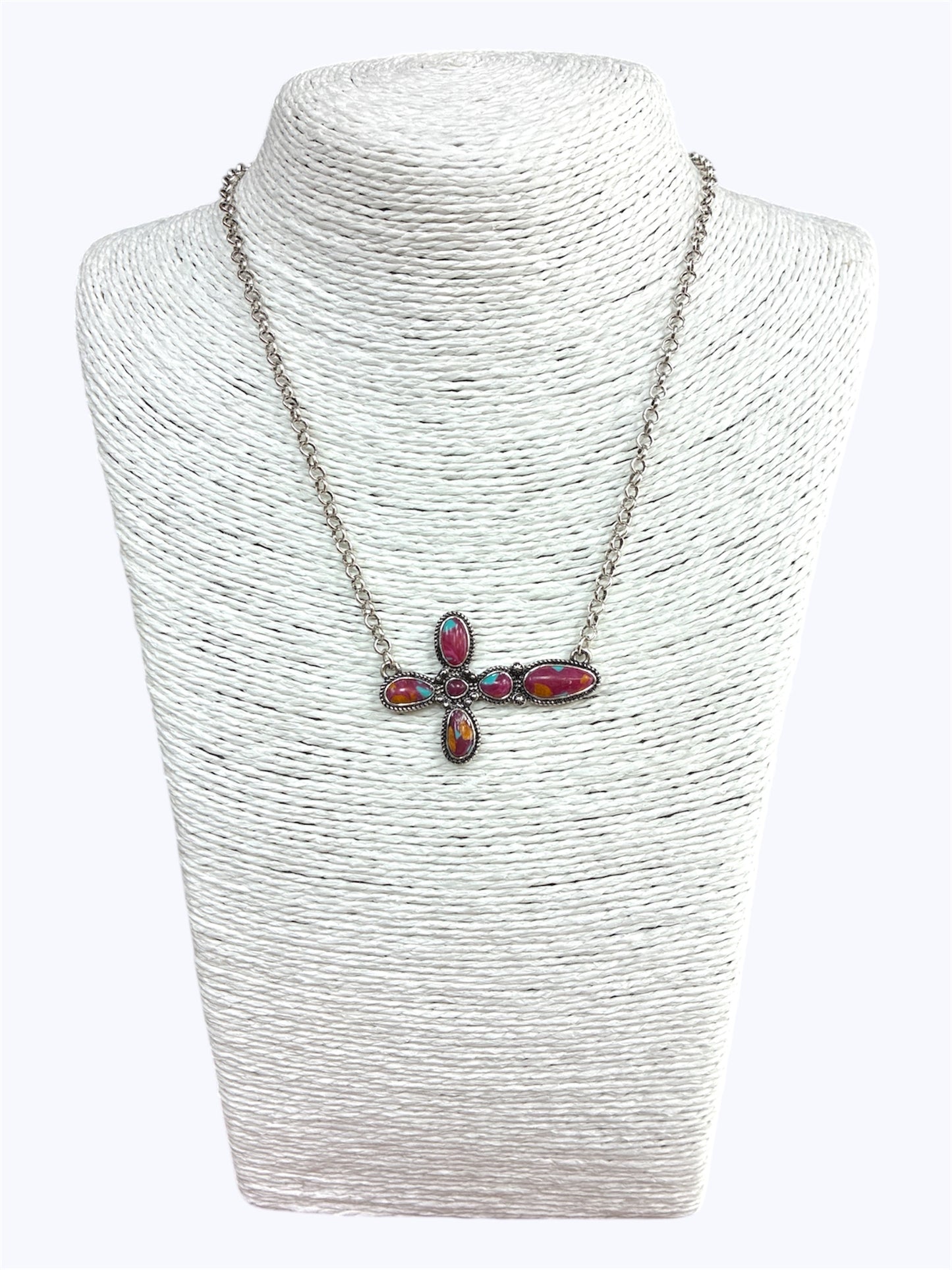 N0696 | Natural Stone Cross Necklace | AN4741