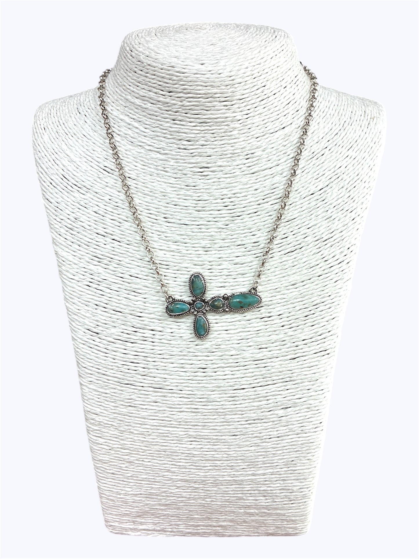 N0696 | Natural Stone Cross Necklace | AN4741