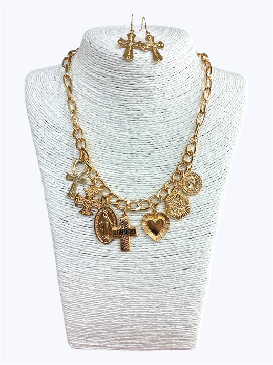 N3038| Cross Charms Necklace| QNE16433